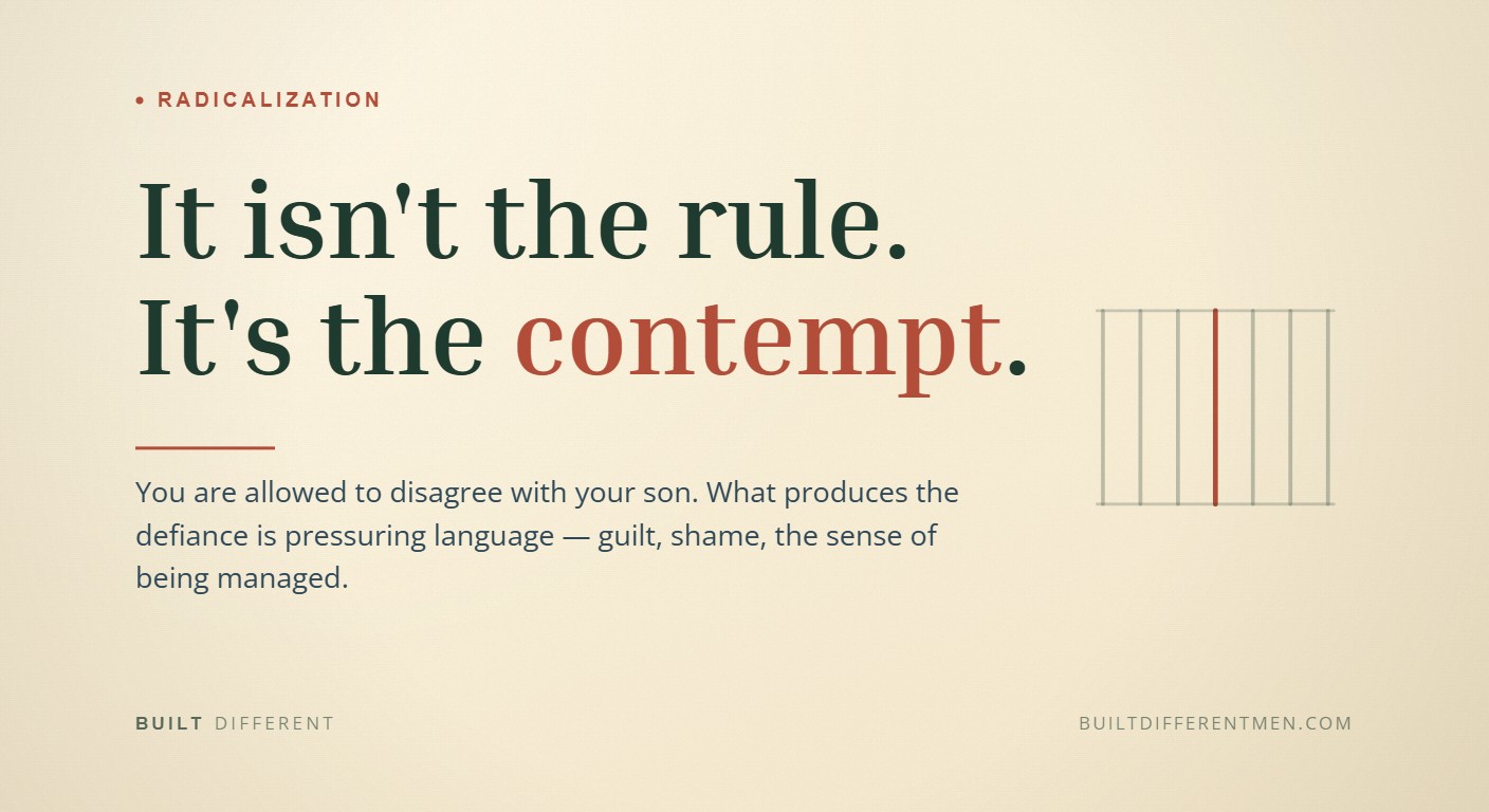 Card reading: It isn't the rule. It's the contempt. — filed under Radicalization.